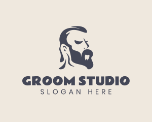 Groom - Hipster Male Beard Grooming logo design