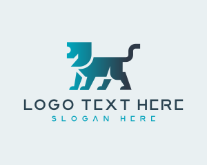 Hunting - Gradient Geometric Lion logo design