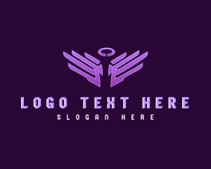 Halo - Angel Halo Wings logo design