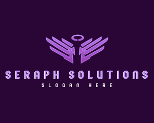 Seraph - Angel Halo Wings logo design