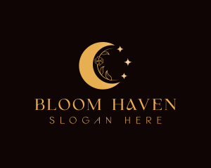 Boho Floral Moon logo design