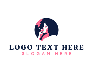 Lady - Cigarette Smoking Woman logo design