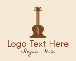 Guitar-head - Brown Guitar Music logo design