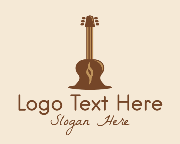 Music Label - Brown Guitar Music logo design
