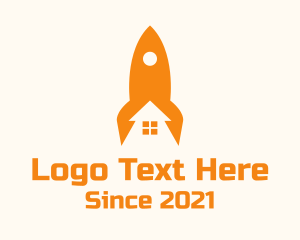 Spaceship - Orange Rocket House logo design