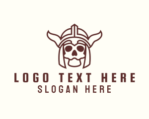 Heritage - Monoline Skull Vikings logo design