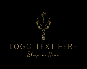 Scented Candle - Gold Wing Candlestick logo design
