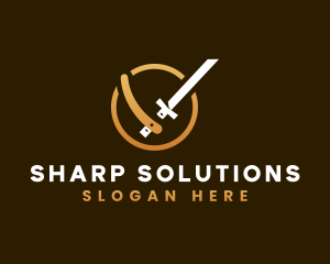 Sharp - Razor Katana Blade logo design