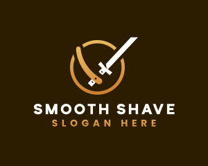 Shaving - Razor Katana Blade logo design