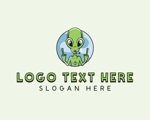 Smoking - Cursing Alien Smoker logo design