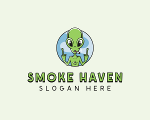 Cursing Alien Smoker logo design