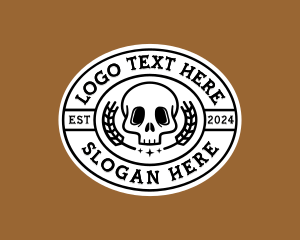 Wheat - Hipster Skull Brewery logo design