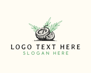 Vintage - Coconut Tropical Drink logo design