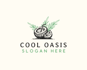 Refreshment - Coconut Tropical Drink logo design