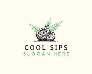 Refreshment - Coconut Tropical Drink logo design