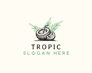 Coconut Tropical Drink logo design