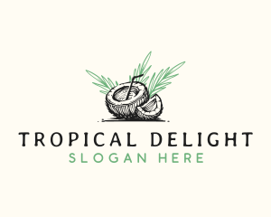 Coconut Tropical Drink logo design