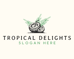 Coconut Tropical Drink logo design