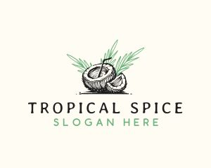 Coconut Tropical Drink logo design