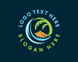 Palm Tree - Tropical Island Wave logo design