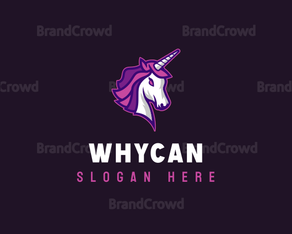 Gamer Streaming Unicorn Logo