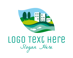 Town - Riverside City Landscape logo design