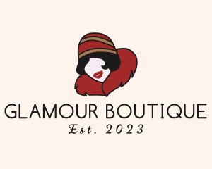 Glamour - Fashion Fur Collar Woman logo design