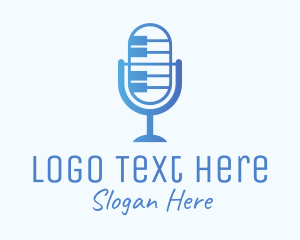 Podcast - Blue Gradient Piano Podcast logo design