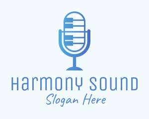 Instrumental - Blue Gradient Piano Podcast logo design