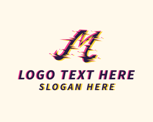 Computer - Glitch Business Letter M logo design