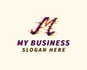 Glitch Business Letter M logo design