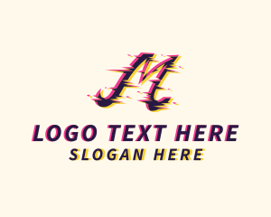 Tech - Glitch Business Letter M logo design