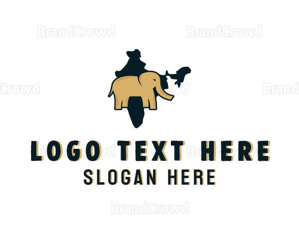 Indian Elephant Map Logo