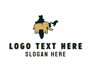 Country - Indian Elephant Map logo design