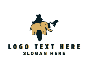 Wild - Indian Elephant Map logo design