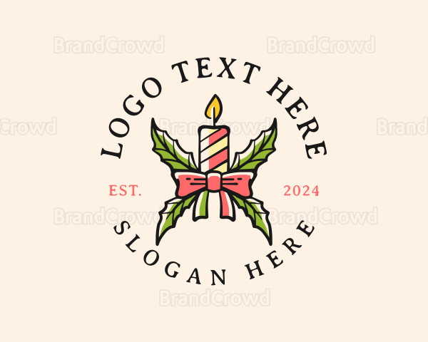 Christmas Candle Ribbon Logo