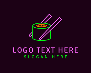 Lounge - Neon Sushi Chopsticks logo design