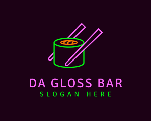 Neon Sushi Chopsticks logo design