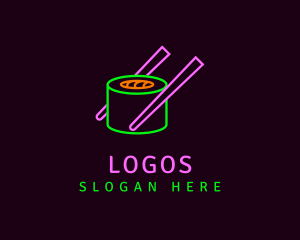 Disco - Neon Sushi Chopsticks logo design