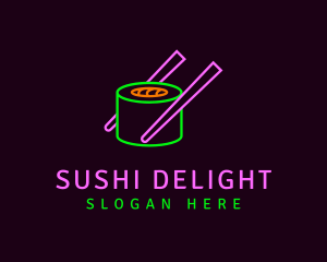 Sushi - Neon Sushi Chopsticks logo design