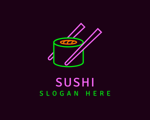 Neon Sushi Chopsticks logo design