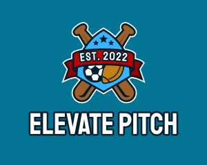 Pitch - Baseball Bat Crest logo design