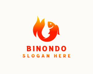 Fish Flame BBQ logo design