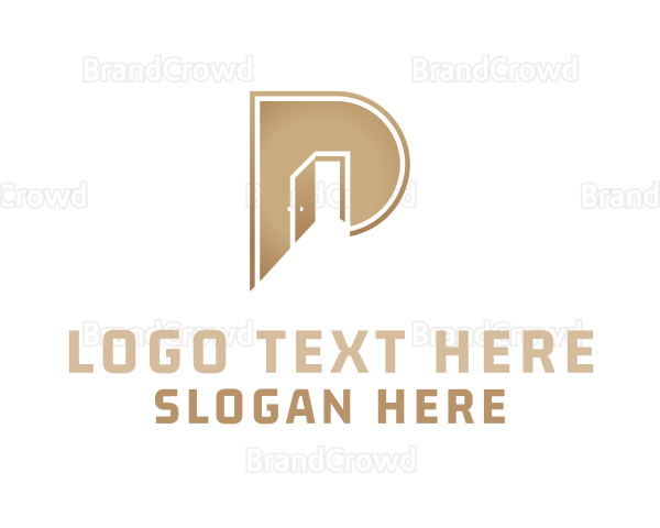 Gold Door Letter P Logo