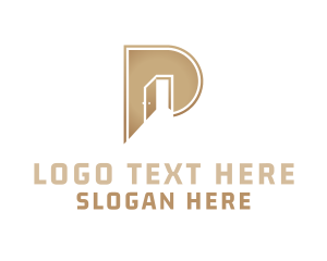 Alphabet - Gold Door Letter P logo design