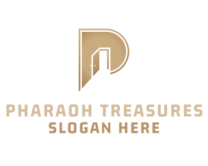 Gold Door Letter P logo design