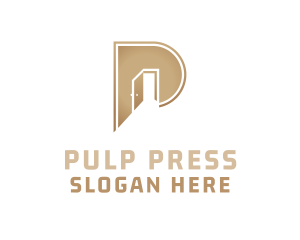 Gold Door Letter P logo design