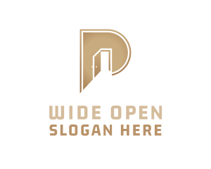 Open - Gold Door Letter P logo design
