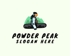 Snowboard - Winter Mountain Snowboarder logo design