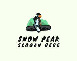 Skiing - Winter Mountain Snowboarder logo design